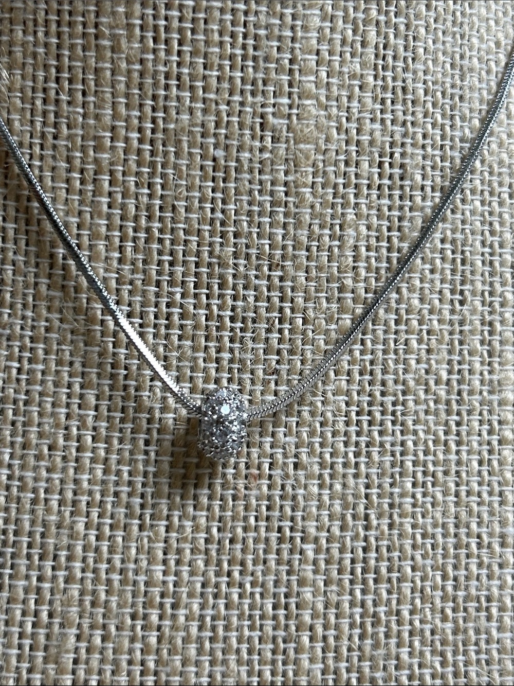 Sterling Silver Crystal zirconia Pave Slider Necklace - Silver